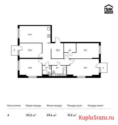 4-комнатная квартира, 110.2 м², 2/23 эт. на продажу в Москве Москва - изображение 1