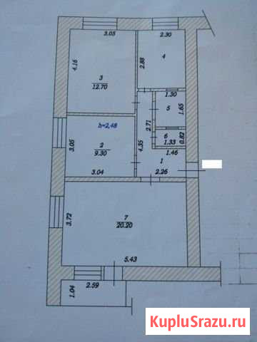3-комнатная квартира, 60.6 м², 6/9 эт. на продажу в Чебоксарах Чебоксары - изображение 1