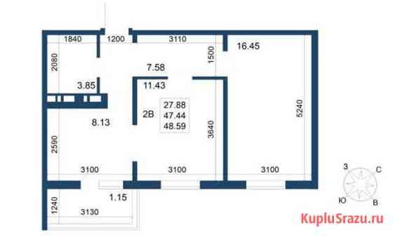 2-комнатная квартира, 49 м², 5/17 эт. на продажу в Казани Казань