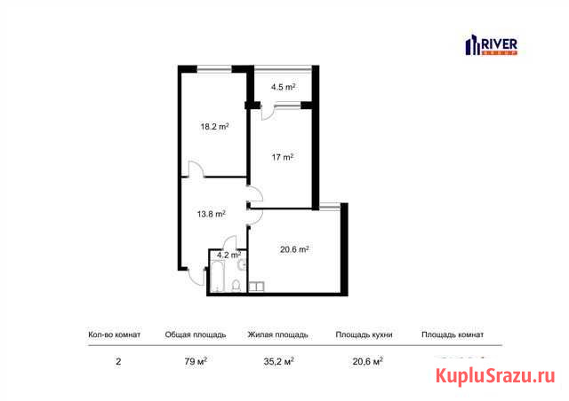 2-комнатная квартира, 79 м², 3/12 эт. на продажу в Махачкале Махачкала - изображение 1