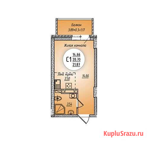 Квартира-студия, 21.9 м², 10/24 эт. на продажу в Ростове-на-Дону Ростов-на-Дону - изображение 1