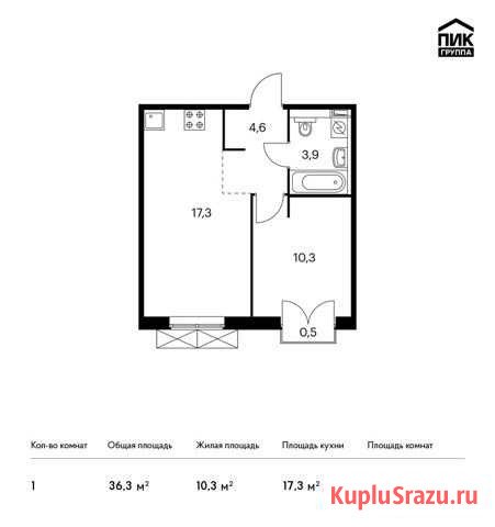 1-комнатная квартира, 36.3 м², 9/9 эт. на продажу в Московском Московской области Московский - изображение 1