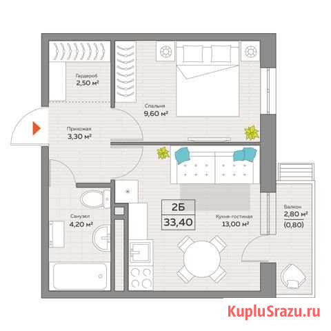 2-комнатная квартира, 33.4 м², 6/7 эт. на продажу в Казани Казань - изображение 2