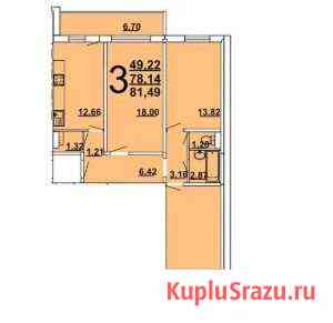 3-комнатная квартира, 78.3 м², 16/16 эт. на продажу в Ульяновске Ульяновск