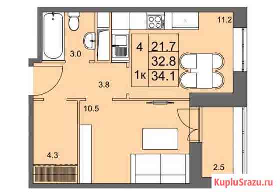 1-комнатная квартира, 34.1 м², 7/13 эт. на продажу в Пушкино Пушкино