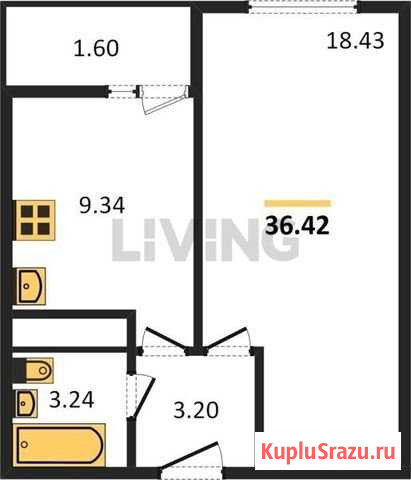1-комнатная квартира, 36.4 м², 23/24 эт. на продажу в Краснодаре Краснодар - изображение 1