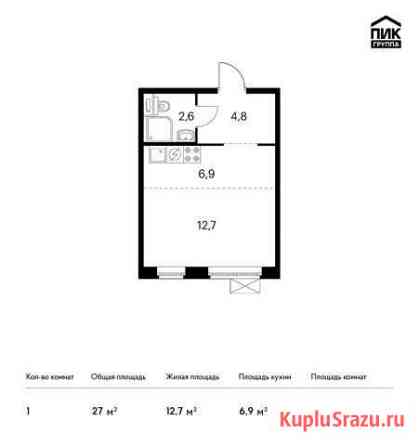 Квартира-студия, 27 м², 15/25 эт. на продажу в Люберцах Люберцы