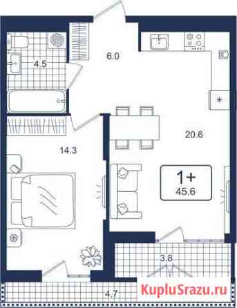 1-комнатная квартира, 45.6 м², 7/16 эт. на продажу в Московском Тюменской области Московский