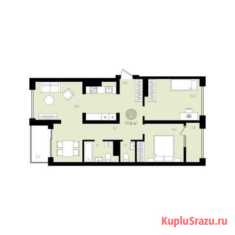 2-комнатная квартира, 82.3 м², 8/9 эт. на продажу в Тюмени Тюмень - изображение 1