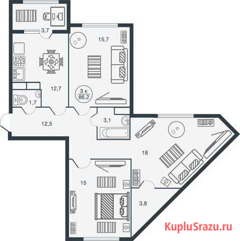 3-комнатная квартира, 86.2 м², 6/16 эт. на продажу в Твери Тверь - изображение 2