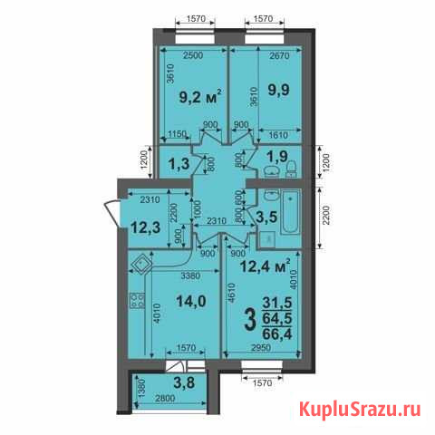 3-комнатная квартира, 66.4 м², 7/10 эт. на продажу во Владимире Владимир - изображение 2