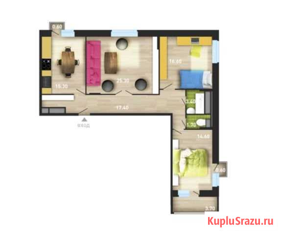 3-комнатная квартира, 94 м², 9/26 эт. на продажу в Воронеже Воронеж - изображение 2