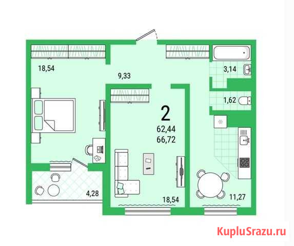 2-комнатная квартира, 66 м², 2/10 эт. на продажу в Саратове Саратов - изображение 1