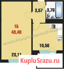 1-комнатная квартира, 43.4 м², 7/14 эт. на продажу в Ступино Ступино - изображение 3