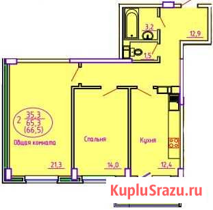 2-комнатная квартира, 66.5 м², 4/8 эт. на продажу в Краснодаре Краснодар - изображение 3