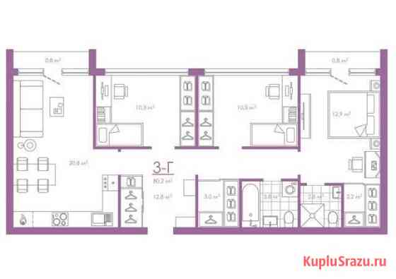 3-комнатная квартира, 80.2 м², 3/19 эт. на продажу в Астрахани Астрахань