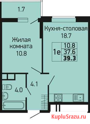 1-комнатная квартира, 39.3 м², 23/24 эт. на продажу в Краснодаре Краснодар - изображение 1