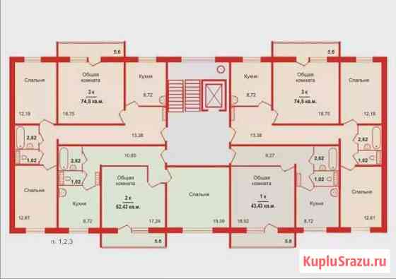 2-комнатная квартира, 62 м², 1/10 эт. на продажу в Барнауле Барнаул