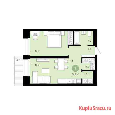 1-комнатная квартира, 50.5 м², 4/10 эт. на продажу в Новосибирске Новосибирск