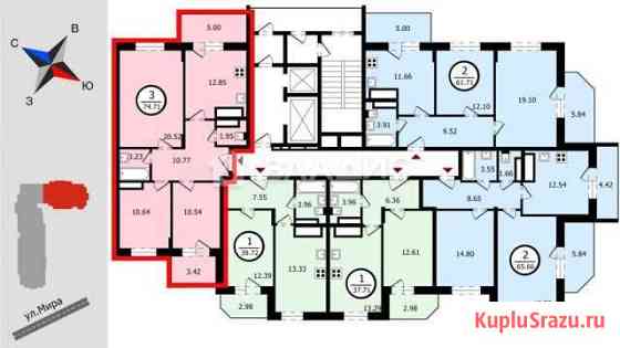 3-комнатная квартира, 74.7 м², 5/17 эт. на продажу во Владимире Владимир