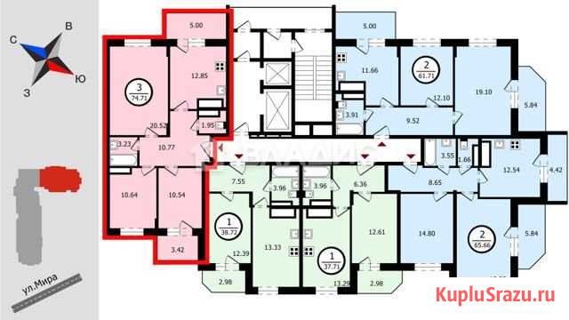 3-комнатная квартира, 74.7 м², 5/17 эт. на продажу во Владимире Владимир - изображение 2