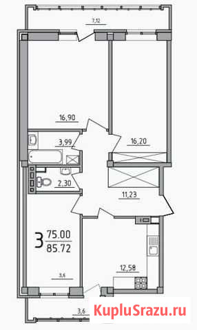 3-комнатная квартира, 85 м², 3/4 эт. на продажу в Иркутске Иркутск - изображение 1