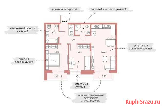 2-комнатная квартира, 59.3 м², 17/18 эт. на продажу в Перми Пермь - изображение 3