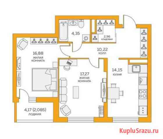 2-комнатная квартира, 67.9 м², 11/20 эт. на продажу в Екатеринбурге Екатеринбург