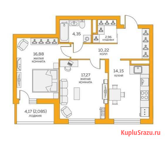 2-комнатная квартира, 67.9 м², 11/20 эт. на продажу в Екатеринбурге Екатеринбург - изображение 2