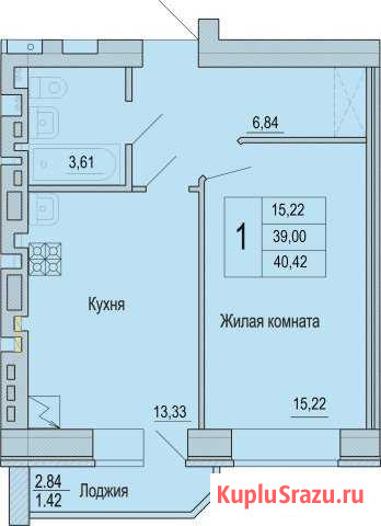 1-комнатная квартира, 40.5 м², 6/10 эт. на продажу в Батайске Батайск - изображение 1