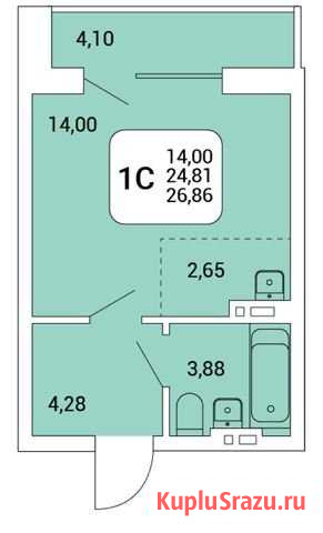 Квартира-студия, 26.9 м², 8/25 эт. на продажу в Новосибирске Новосибирск - изображение 1