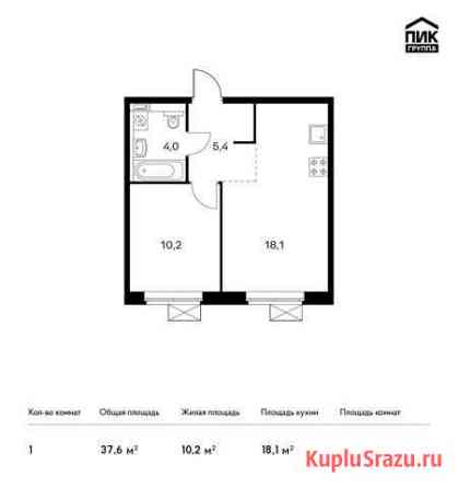 1-комнатная квартира, 37.6 м², 18/25 эт. на продажу в Люберцах Люберцы