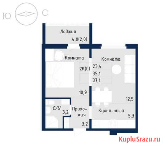 2-комнатная квартира, 37 м², 15/18 эт. на продажу в Барнауле Барнаул - изображение 1