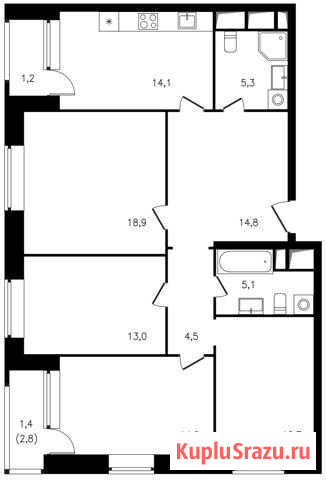 4-комнатная квартира, 105.2 м², 15/23 эт. на продажу в Москве Москва - изображение 1