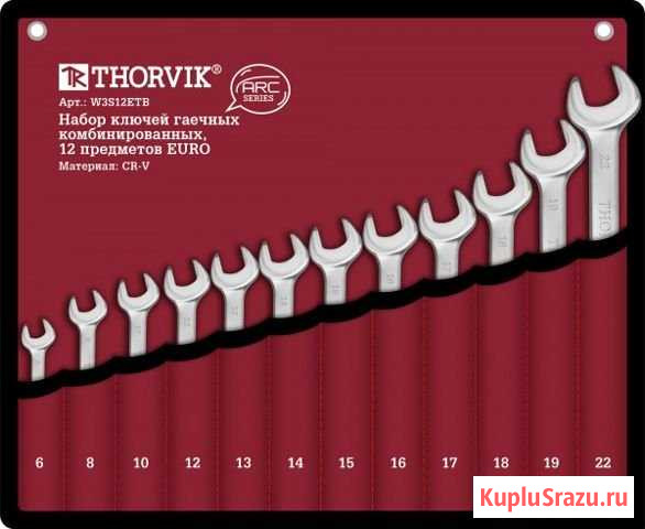 Набор ключей комбинир. 6-22 мм. euro 12 шт Thorvik Уфа - изображение 1