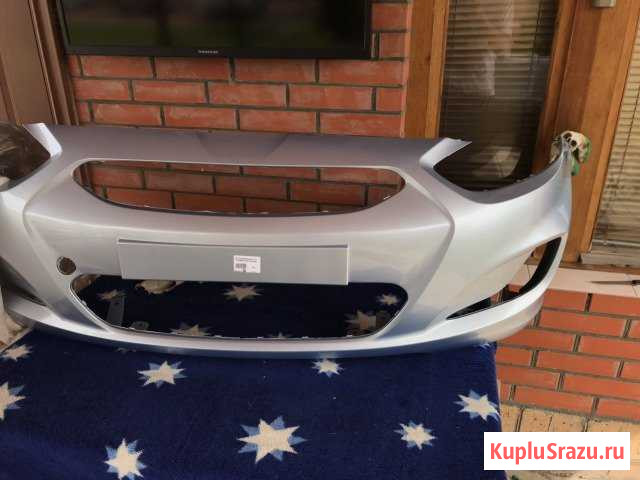 Бампер Hyundai Solaris 2011 Голубой VEA новый Брусянский - изображение 1