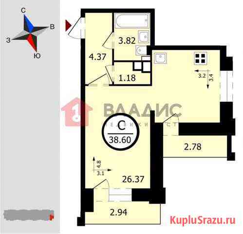 Квартира-студия, 38.4 м², 15/19 эт. на продажу во Владимире Владимир