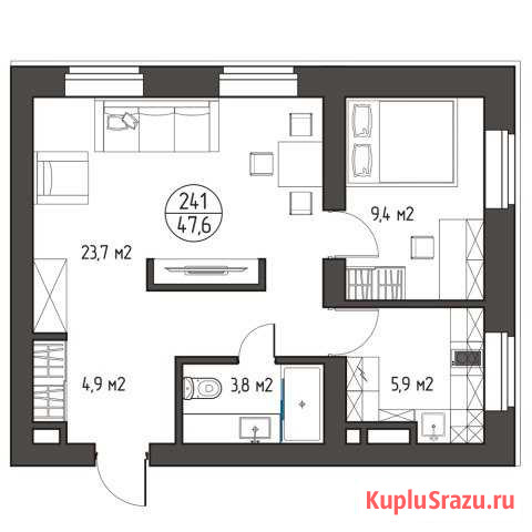 3-комнатная квартира, 47.6 м², 4/5 эт. на продажу в Москве Москва - изображение 1
