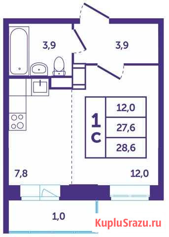 Квартира-студия, 28 м², 10/12 эт. на продажу в Красногорске Московской области Красногорск - изображение 1