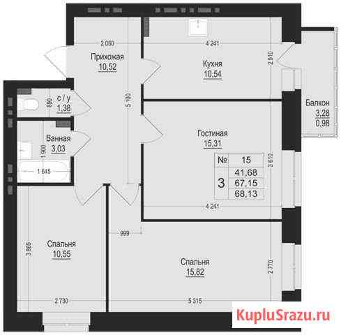 3-комнатная квартира, 68.1 м², 2/6 эт. на продажу в Перми Пермь