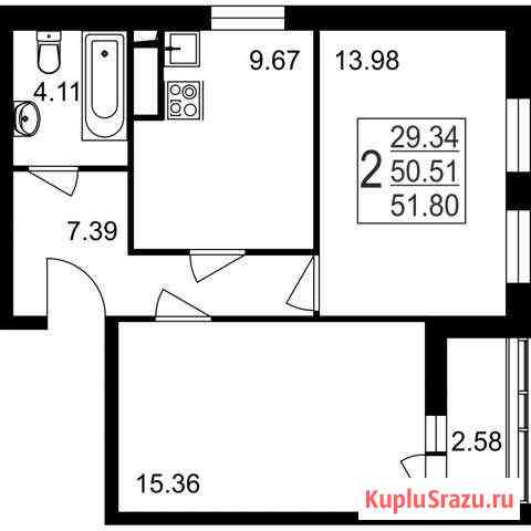 2-комнатная квартира, 51.8 м², 1/8 эт. на продажу в Нахабино Нахабино