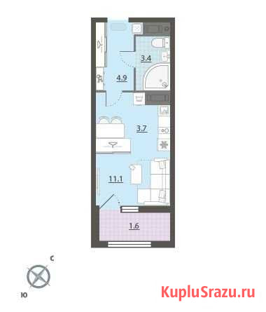 1-комнатная квартира, 24.5 м², 14/32 эт. на продажу в Екатеринбурге Екатеринбург - изображение 1