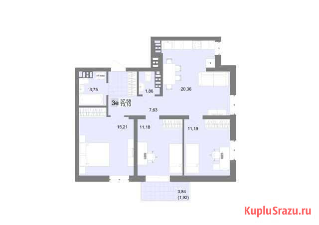 3-комнатная квартира, 73.1 м², 18/20 эт. на продажу в Екатеринбурге Екатеринбург - изображение 1