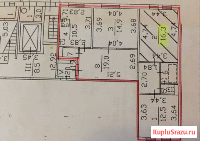 Комната 16.3 м² в 3-ком. кв., 1/8 эт. на продажу в Санкт-Петербурге Санкт-Петербург - изображение 1