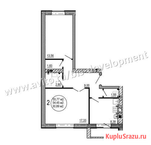 2-комнатная квартира, 55.8 м², 5/5 эт. на продажу в Волгограде Волгоград - изображение 1