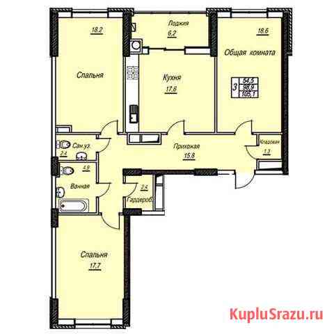 3-комнатная квартира, 105.1 м², 3/12 эт. на продажу в Ставрополе Ставрополь