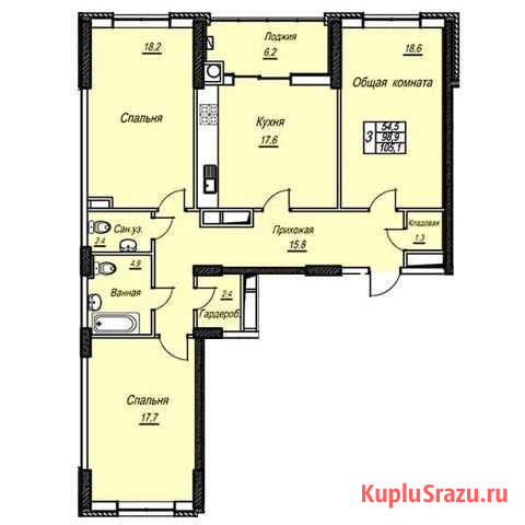 3-комнатная квартира, 105.1 м², 3/12 эт. на продажу в Ставрополе Ставрополь - изображение 1