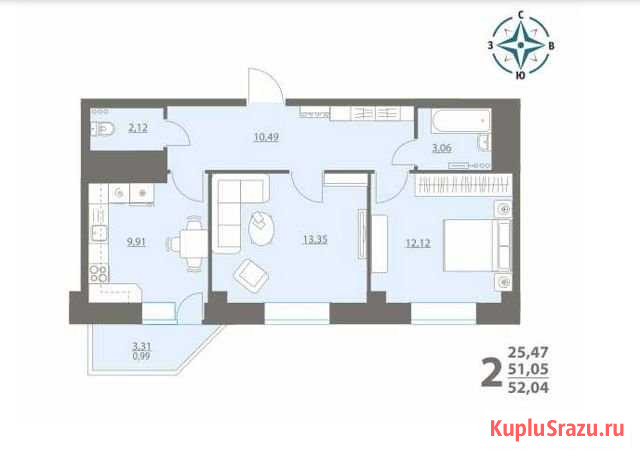 2-комнатная квартира, 52 м², 16/16 эт. на продажу в Воронеже Воронеж - изображение 1