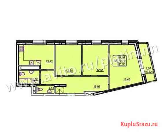 3-комнатная квартира, 81.3 м², 2/10 эт. на продажу в Казани Казань