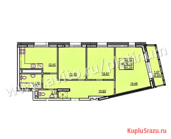 3-комнатная квартира, 81.3 м², 2/10 эт. на продажу в Казани Казань - изображение 1
